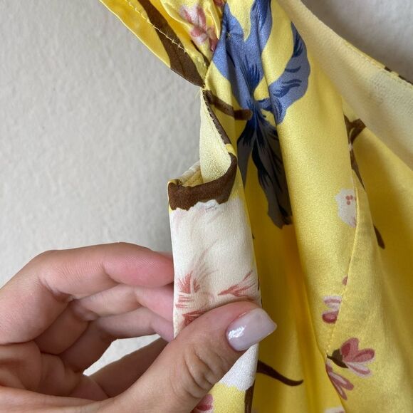 Reformation Genesis Silk Midi Yellow Dress Floral Size 6 - Picture 6 of 9